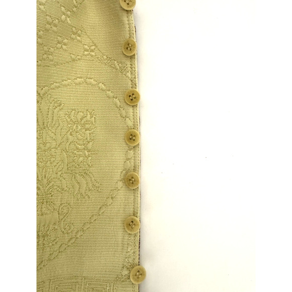 Vintage Rena Lange Coat Pant Set 6 Soft Yellow-Green Jacquard Silk Beaded Belt - Picture 4 of 12